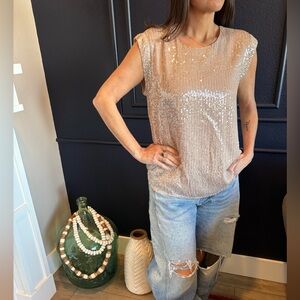 J. Crew Pink Sequin Sleeveless Blouse